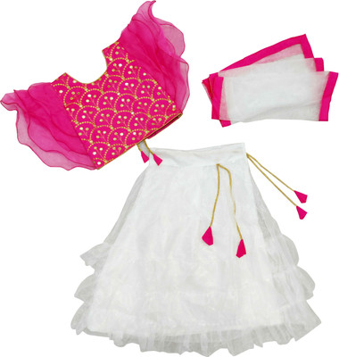 LIZUL Girls Lehenga Choli Ethnic Wear Embroidered Lehenga, Choli and Dupatta Set(Yellow, Pack of 1)