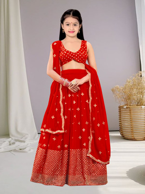 Femisha Creation Girls Lehenga Choli Ethnic Wear, Party Wear, Western Wear Embellished Lehenga, Choli and Dupatta Set(Black, Pack of 1)