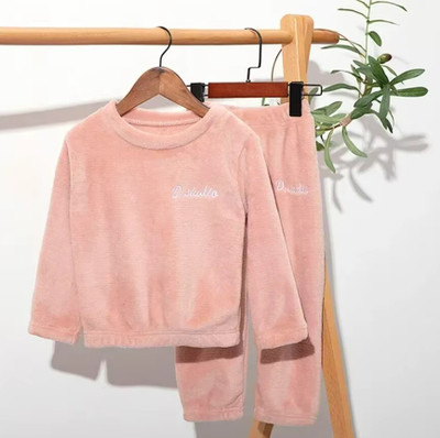 foxyfox Girls Solid Pink Night Suit Set