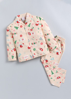 NAUTI KIDZ Kids Nightwear Boys Printed Cotton(Orange Pack of 1)