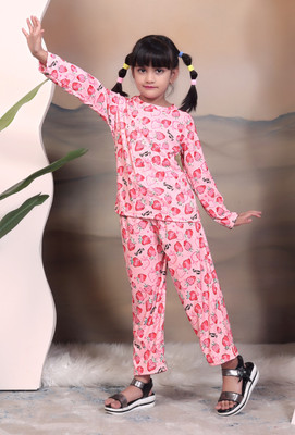 jatvedas Kids Nightwear Boys & Girls Printed Cotton(Red Pack of 1)