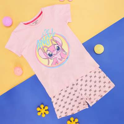 Pantaloons Junior Kids Nightwear Girls Solid Pure Cotton(Pink Pack of 2)