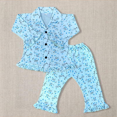 Parveen Enterprises Kids Nightwear Girls Printed Cotton(Light Blue Pack of 1)
