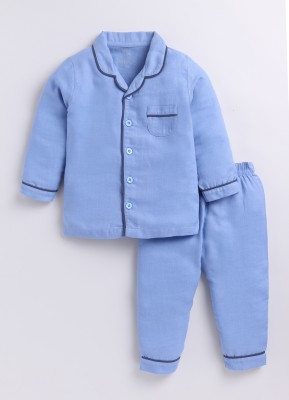 BabyGo Kids Nightwear Baby Boys & Baby Girls Printed Cotton(Light Blue Pack of 1)