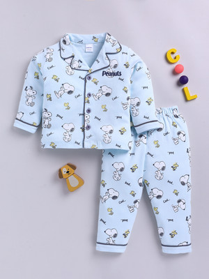 Mom's Love Kids Nightwear Baby Boys Printed Cotton(Blue Pack of 1)