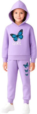 US Trendz Kids Nightwear Girls Printed Fleece Blend(Purple Pack of 1)