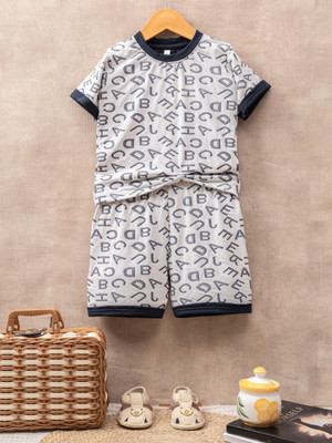 Vira Fine Kids Nightwear Boys & Girls Solid Cotton(Blue Pack of 1)