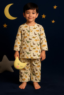 tots&tykes Kids Nightwear Boys & Girls Animal Print Cotton(Blue Pack of 1)