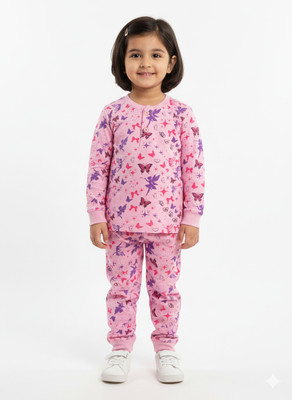 attire kids Kids Nightwear Boys & Girls Printed Cotton(Pink Pack of 1)