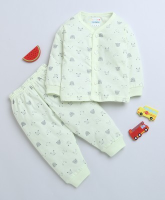 BUMZEE Kids Nightwear Baby Girls Printed Cotton(Yellow Pack of 1)