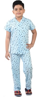 Clothe Funn Kids Nightwear Boys Printed Cotton(White Pack of 1)