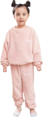 US Reload Kids Nightwear Girls Solid Fleece Blend(Beige Pack of 1)