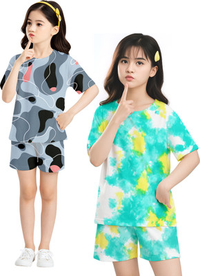 PEARLFASHION Kids Nightwear Baby Boys & Baby Girls Printed Cotton Blend(Multicolor Pack of 2)