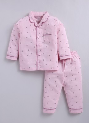 BabyGo Kids Nightwear Baby Boys & Baby Girls Printed Cotton(Pink Pack of 1)