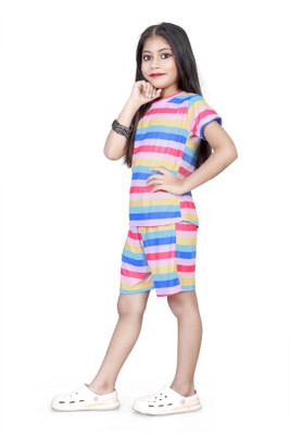 RKEVENT FASHION HUB Kids Nightwear Baby Girls Printed Polyester Blend(Multicolor Pack of 1)