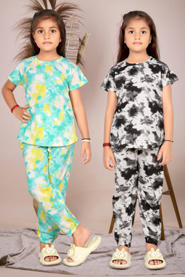Amreliya Style Kids Nightwear Girls Printed Cotton Blend(Multicolor Pack of 1)