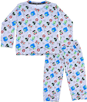 ANGEL Kids Nightwear Baby Boys & Baby Girls Printed Cotton Blend(Grey Pack of 1)