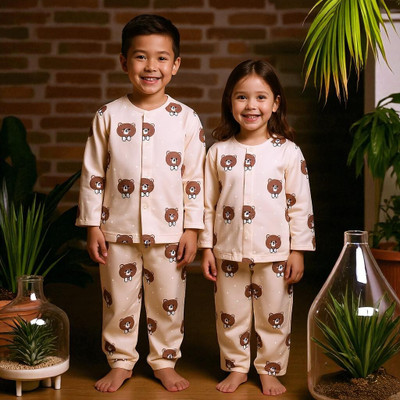 Alaap Kids Nightwear Baby Boys & Baby Girls Printed Polycotton(Multicolor Pack of 1)