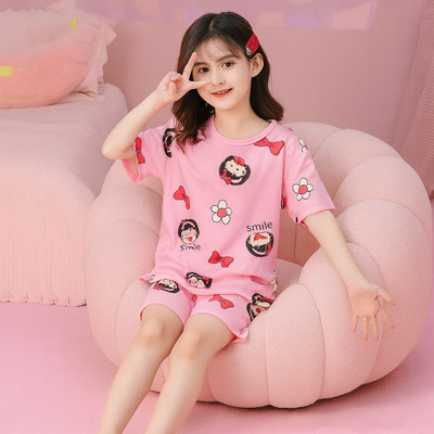 ishavsyam Kids Nightwear Girls Striped Polyester Blend(Pink Pack of 1)