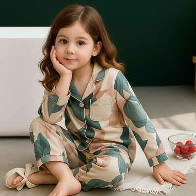 lupapicloth Kids Nightwear Boys & Girls Self Design Polyester Blend(Green Pack of 1)