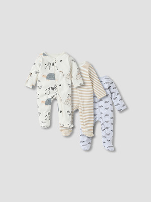 JUNIORS by Babyshop Kids Nightwear Baby Boys & Baby Girls Printed Cotton(Multicolor Pack of 3)
