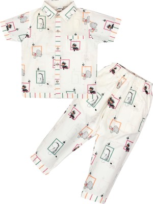 CERABI Kids Nightwear Girls Printed, Animal Print Cotton(White Pack of 1)