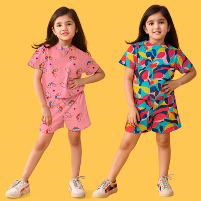 RAVADDORIYA Kids Nightwear Baby Girls Printed Cotton Blend(Multicolor Pack of 2)