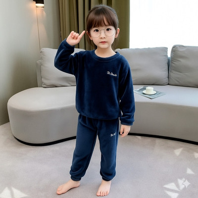 Ucollection Kids Nightwear Girls Printed Fleece Blend(Dark Blue Pack of 1)
