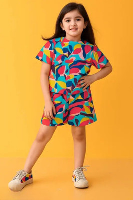 Amreliya Style Kids Nightwear Girls Printed Cotton(Multicolor Pack of 1)