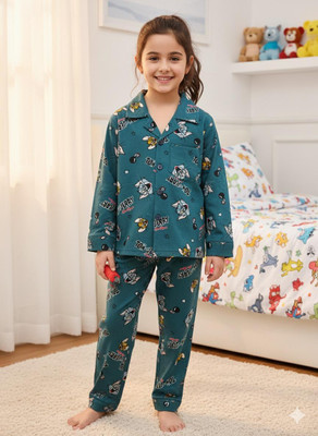 TONY & JONY Kids Nightwear Baby Girls Characters Cotton(Blue Pack of 1)