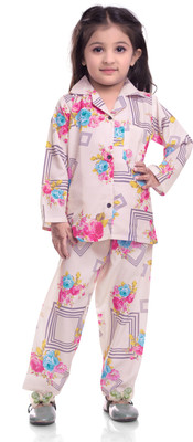 JPSquare Kids Nightwear Boys & Girls Printed Cotton(Pink Pack of 1)