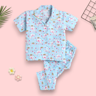 FashionFlicks Kids Nightwear Baby Boys & Baby Girls Printed Cotton(Multicolor Pack of 1)
