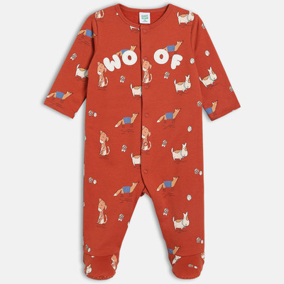 MINI KLUB Kids Nightwear Baby Boys Animal Print Cotton(Orange Pack of 1)