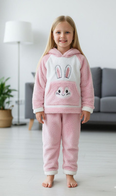 Uttam Kids Nightwear Boys & Girls Printed Fleece Blend(Pink Pack of 1)