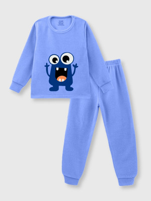 Nap Chief Kids Nightwear Boys & Girls Solid Polyester Blend(Light Blue Pack of 1)