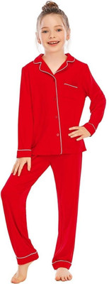 Vdc Creation Hub Kids Nightwear Baby Boys & Baby Girls Solid Pure Satin(Maroon Pack of 1)