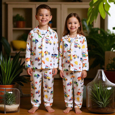 Alaap Kids Nightwear Baby Boys & Baby Girls Printed Polycotton(Multicolor Pack of 2)