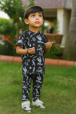 EMBLICA Boys Casual T-shirt Pant(Black)