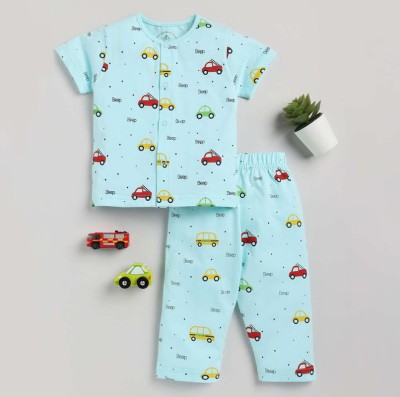 FashionFlicks Kids Nightwear Baby Boys & Baby Girls Printed Cotton Blend(Multicolor Pack of 1)
