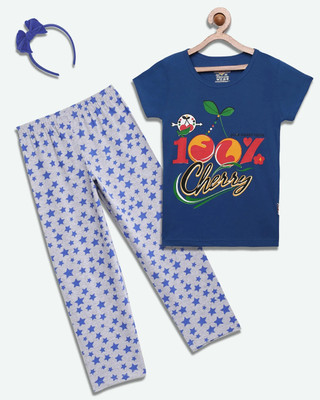 CLAEL Girls Casual Pyjama Sleepsuit(RBL_STR)