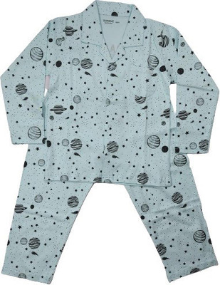 PK Collection Kids Nightwear Boys & Girls Printed Cotton(Light Blue Pack of 1)