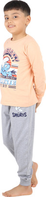 Reborn Kids Nightwear Boys Graphic Print Cotton(Orange Pack of 1)