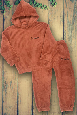 Uttam Kids Nightwear Boys & Girls Printed Fleece Blend(Red Pack of 1)