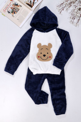 Stem Rope Kids Nightwear Boys & Girls Characters Fleece Blend(Dark Blue Pack of 1)