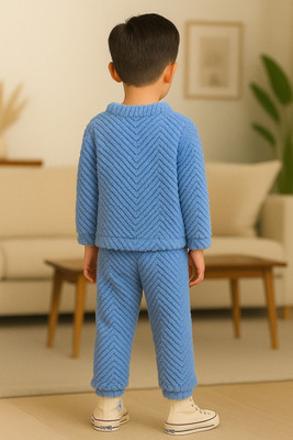 Uttam Kids Nightwear Baby Boys Self Design Fleece Blend(Blue Pack of 1)