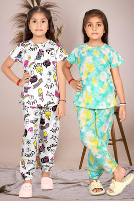 Likadofashion Girls Casual T-shirt Shorts(WHITE-RAMA)