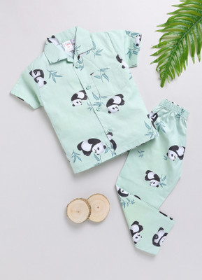 NAUTI KIDZ Kids Nightwear Boys Printed Cotton(Green Pack of 1)