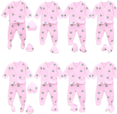 TENIYU Kids Nightwear Baby Boys Solid, Printed Cotton(Pink Pack of 5)