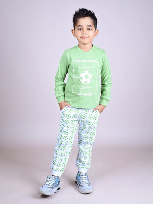 Dear to dad Kids Nightwear Baby Boys Graphic Print Cotton(Green Pack of 1)
