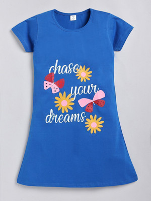 Todd N Teen Kids Nightwear Girls Graphic Print Cotton(Blue Pack of 1)